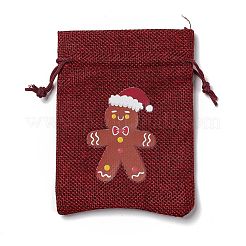 6 pièces 6 styles sacs de jute rectangle thème noël&nbsp;ABAG-E007-01