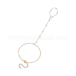 Ионное покрытие (ip) 316 хирургическая нержавеющая сталь пластик имитация жемчуга скрепки цепочки кольца браслеты для женщин BJEW-JB11771