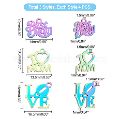 12 шт. 3 стиля ко Дню святого Валентина ионное покрытие (IP) 201 нержавеющая сталь шармы STAS-UN0030-05