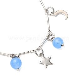 Браслеты с подвесками из нержавеющей стали и натурального и окрашенного малайзийского нефрита&nbsp;BJEW-JB12418-02