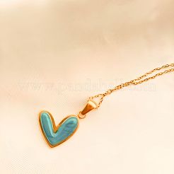 Collane con ciondolo a forma di cuore in acciaio inossidabile 304 e resina per donna&nbsp;FS-WGD5530-01