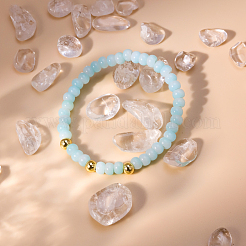 Натуральные аквамариновые круглые бусины стрейч btacelets для женщин&nbsp;IL6669