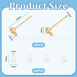 80 шт. латунные серьги-гвоздики KK-UN0002-75B