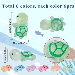 36 шт. 6-цветные светящиеся полупрозрачные смоляные кабошоны в виде морских животных&nbsp;RESI-SC0002-83