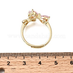 Messing Micro Pave klare Zirkonia Manschette offene Ringe&nbsp;CU-CBA5C10-15G