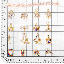 16 шт. 16 стиля латунные подвески с микропаве и кубическим цирконием KK-PH0013-35