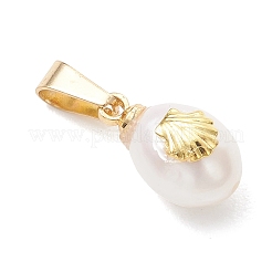 Натуральные обереги из культивированного пресноводного жемчуга в форме риса с кусочками раковины из сплава.&nbsp;PALLOY-JF04965