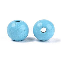Perles rondes en bois de schima naturel peintes au pistolet&nbsp;WOOD-A018-14mm-09