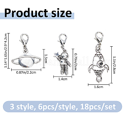 18 pendentif décoratif en alliage émaillé de 3 styles&nbsp;HJEW-FH00281