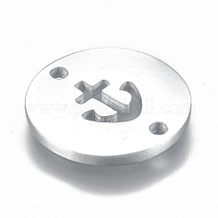 変色しにくい304ステンレススチールリンクコネクター  アンカー付きのフラットラウンド  ステンレス鋼色  12x1mm  穴：1.2mm&nbsp;STAS-L224-023P