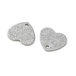 304ステンレススチールチェーンエクステンダードロップ  テクスチャードハート  ステンレス鋼色  12x13x1mm  穴：1.5mm&nbsp;SA-CBA45D5-08P-01