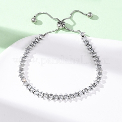 Браслеты-цепочки из нержавеющей стали 304 с прозрачными кубическими цирконами BJEW-G754-03P-04