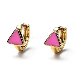 Серьги-кольца Huggie из латуни с эмалью EJEW-H121-24G