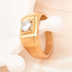 Кольца из нержавеющей стали 304 с микропаве из кубического циркония&nbsp;RJEW-D336-08G