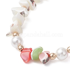Braccialetti di perline in conchiglia trochide/conchiglia trochus naturale tinta per donna&nbsp;BJEW-JB13130-03