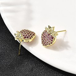 Серьги-гвоздики из латуни с микропаве из кубических цирконий&nbsp;EJEW-L305-06G