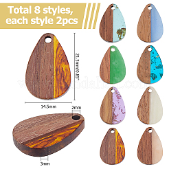16шт 8 цвета прозрачной смолы и орехового дерева большие подвески&nbsp;RESI-HS0001-01D