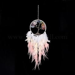 Железная тканая паутина/сетка с подвесками из перьев&nbsp;LS-AJEW-B017-24