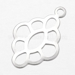 変色しにくい201ステンレススチールペンダント  菱形  ステンレス鋼色  23x15x0.4mm  穴：1.7mm&nbsp;STAS-G073-34P