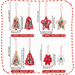 8 шт. 8 стиля рождественской тематики деревянная подвеска украшение&nbsp;HJEW-NB0002-12