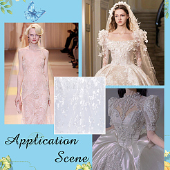 Сетчатая ткань с вышитым узором из листьев DIY-WH0671-010