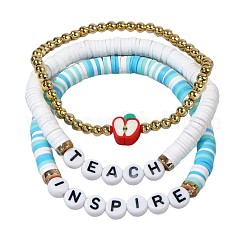 Lehrertag Plastikbuchstaben inspirieren zum Lehren Polymer Clay Heishi Perlen Stretch-Armband-Sets&nbsp;IE3330-2