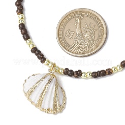 4 шт. 4 стиля ожерелья с подвесками из натуральных ракушек с гальваническим покрытием&nbsp;NJEW-JN05221