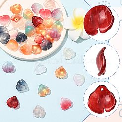 100 Stück 10 Farben transparente Blütenblattanhänger aus Glas&nbsp;GLAA-FS0002-71