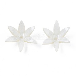 プラスチックビーズ  花  乳白色  14~15x16~17x5.5mm  穴：1mm&nbsp;KY-N015-53