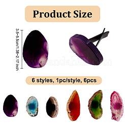 6 шт. 6 стиля зажимов для воздуховодов автомобиля из натурального агата HJEW-OC00061