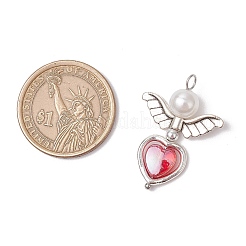 Ангел с сердцем тибетский стиль сплав бусины с гальваническим покрытием немагнитные синтетические гематитовые бусины и прозрачные акриловые бусины и АБС пластик имитация жемчуга круглые бусины подвески PALLOY-JF03624