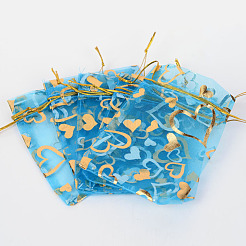 Сердце напечатаны органза сумки OP-R022-10x12-01