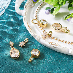 4 Stück 2 Stile Messing Micro Pave Zirkonia & 2 Stück Edelstahl Strass Anhänger Zubehörse Kits&nbsp;FIND-TA0010-18