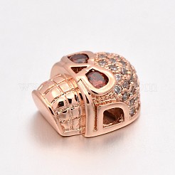 Micro ottone moda spianare cubic zirconia cranio perline cave&nbsp;ZIRC-J009-03RG