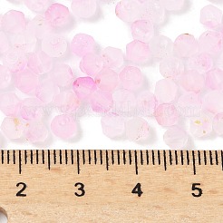 艶消しガラスビーズ  双円錐形  金箔  多面カット  パールピンク  4.5x3.5mm  穴：1mm  14285個/ 1000g&nbsp;FGLA-D300-01D