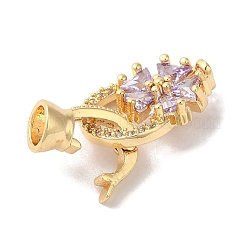 Латунные микро проложить кубического циркония раз за застежками KK-B098-07G-01