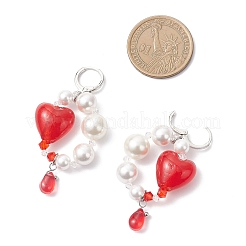 Латунные серьги-кольца в форме сердца EJEW-TA00762