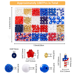 Pulsera elástica de cuentas acrílicas del Día de la Independencia con dijes de esmalte de aleación&nbsp;DIY-FH0006-72