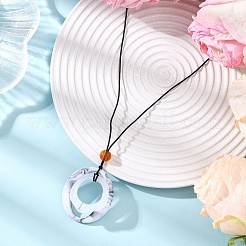 Длинные ожерелья из акрилового овального кулона из черного вощеного полиэфирного шнура&nbsp;NJEW-JN05678