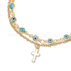 Многослойные браслеты ручной работы с элементами лэмпворка от сглаза BJEW-JB12213-02