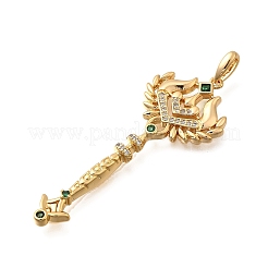 Gros pendentifs en laiton avec zircone cubique de micro pave&nbsp;X1-KK-B147-04G-09