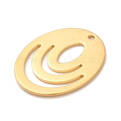 イオンプレーティング（IP）304ステンレスペンダント  オーバルチャーム  ゴールドカラー  28x22x1mm  穴：1.6mm&nbsp;STAS-U025-07G