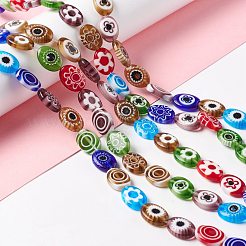 Стеклянные бусины лэмпворк миллефиори ручной работы LAMP-F024-04