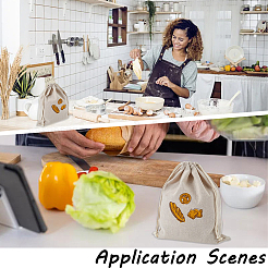 2 шт. льняные мешочки с принтом хлеба AJEW-CP0003-81A