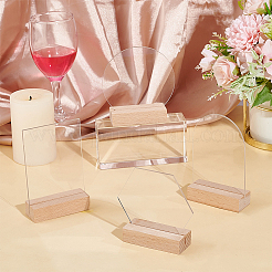 8 ensemble de 4 porte-cartes en acrylique transparent et porte-cartes en bois&nbsp;AJEW-PH0004-07