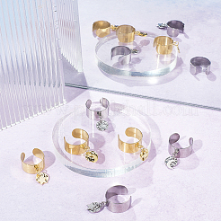 8 шт. набор из 4 колец-манжет из нержавеющей стали 304 с подвесками RJEW-AB00009