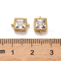 Подвески-соединители с квадратным креплением из латуни и прозрачными кубическими цирконами&nbsp;KK-H515-16G