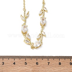 Collane da donna con catena a maglie a cavo e motivo a rosa in ottone con pavé di zirconi cubici.&nbsp;NJEW-C121-05B-01G