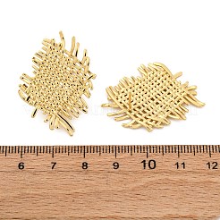 Плетеные ромбовидные серьги-гвоздики из латуни&nbsp;EJEW-R025-19G