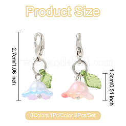 8色の花のアクリルペンダントデコレーション8個  合金製カニカン付き  ミックスカラー  27mm  1pc /カラー&nbsp;HJEW-FS00034-03